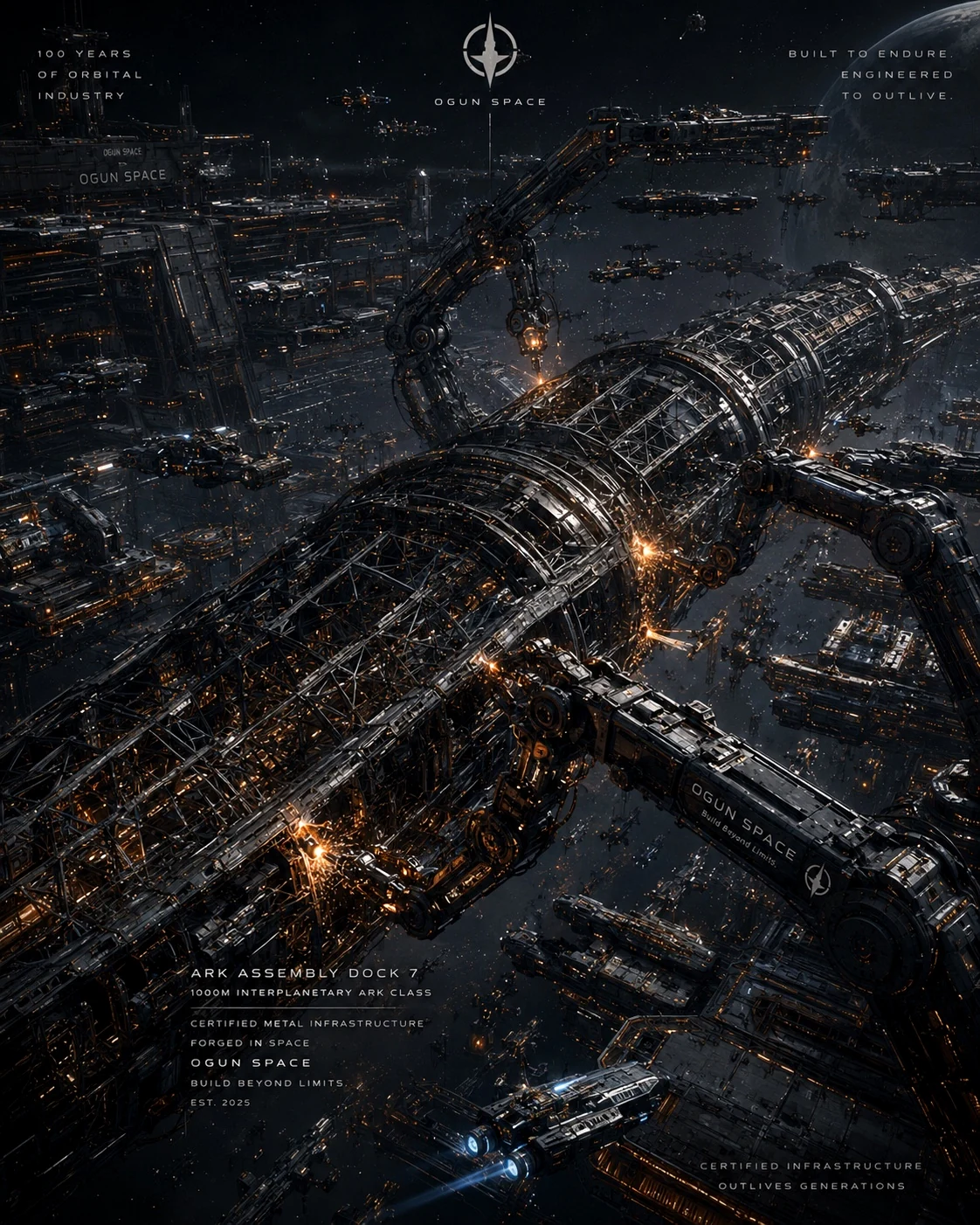 Concept visualization of robotic orbital structural manufacturing
